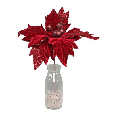 Poinsettia Pick Velvet Burgundy Medium