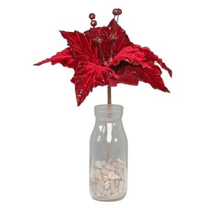 Poinsettia Pick Velvet Burgundy Small 