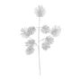 Glitter Feather Leaf  Stem Silver