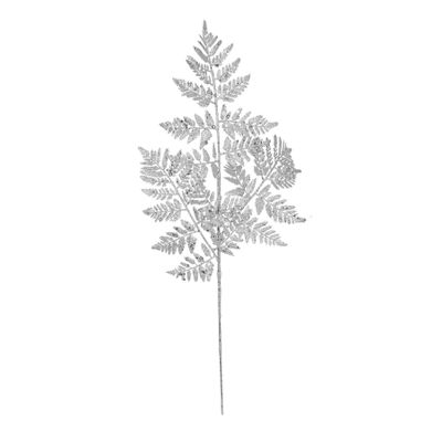 Glitter Fern Leaf stem Silver 