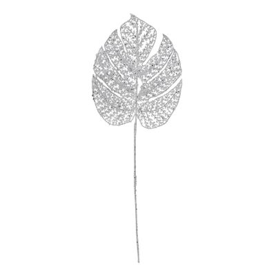 Glitter filigree Monstera Leaf Silver