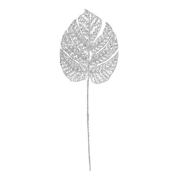 Glitter filigree Monstera Leaf Silver