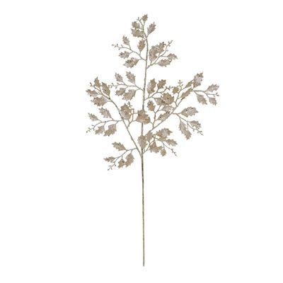 Glitter Holly leaf stem Champagne 
