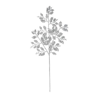 Glitter Holly leaf stem Silver