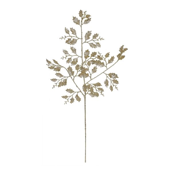 Glitter Holly leaf stem Gold