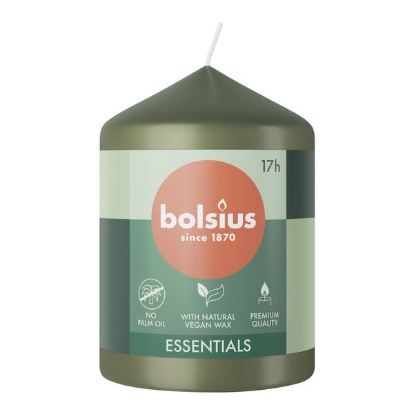 Bolsius Essentials Pillar Candle - 80x58mm - Olive Green