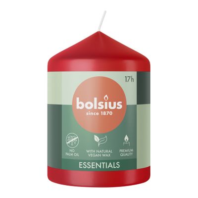 Bolsius Essentials Pillar Candle - 80x58mm - Delicate Red