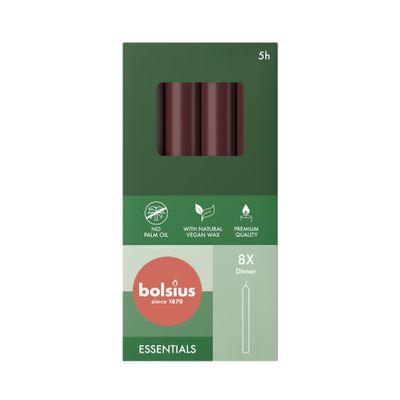 Bolsius Essential Dinner Candles  Box of 8 -170x20mm - Velvet Red