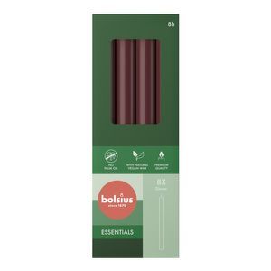 Bolsius Essential Dinner Candles  Box of 8 -230x20mm - Velvet Red