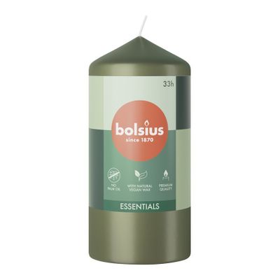 Bolsius Essentials Pillar Candle - 120x58mm - Olive Green 