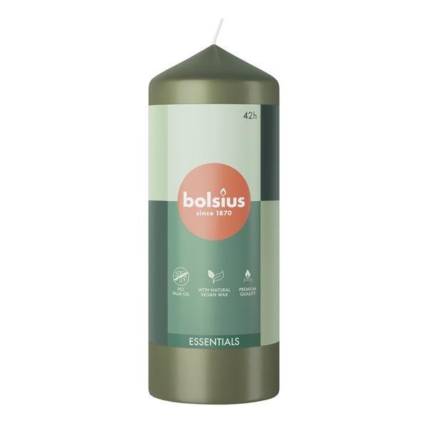Bolsius Essentials Pillar Candle - 150x58mm - Olive Green