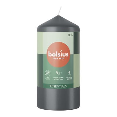 Bolsius Essentials Pillar Candle - 120x58mm - Stormy Grey