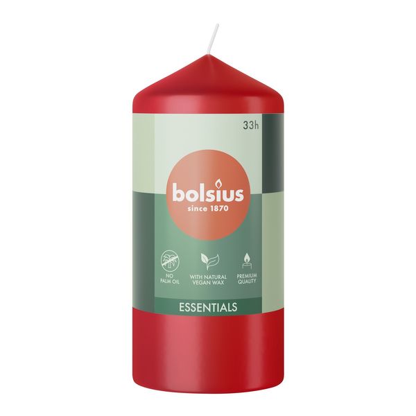 Bolsius Essentials Pillar Candle - 120x58mm - Delicate Red
