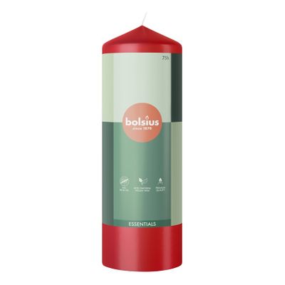 Bolsius Essentials Pillar Candle - 200x68mm - Delicate Red