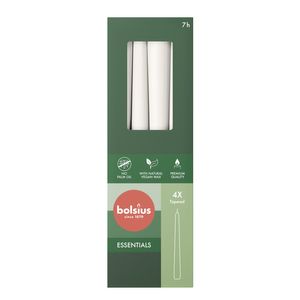 Bolsius Essentials Taper Candles Box of 4 -245x24mm - Cloudy White