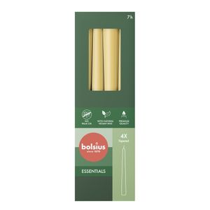 Bolsius Essentials Taper Candles Box of 4 -245x24mm - Oat Beige