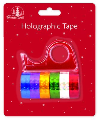 Christmas Holographic Tape with Dispenser
