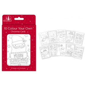 Pack of 10 Colour Your Own Christmas Cards