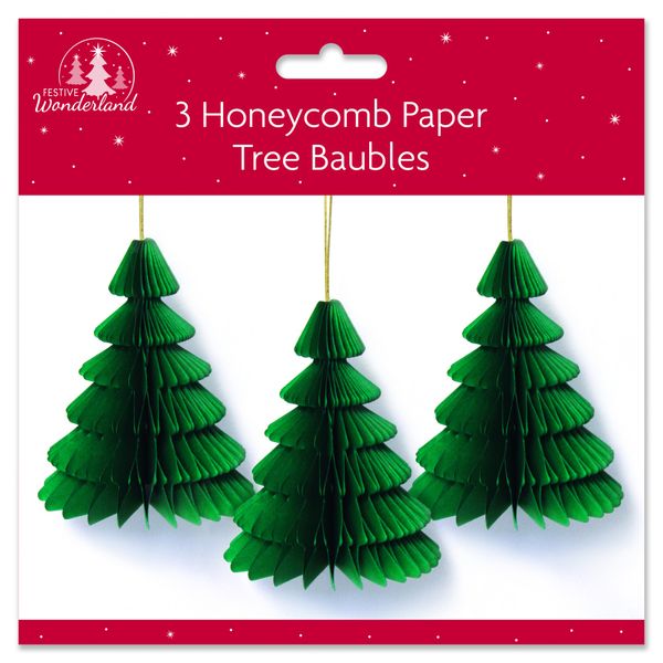 Pack of 3 Paper Christmas Tree Baubles