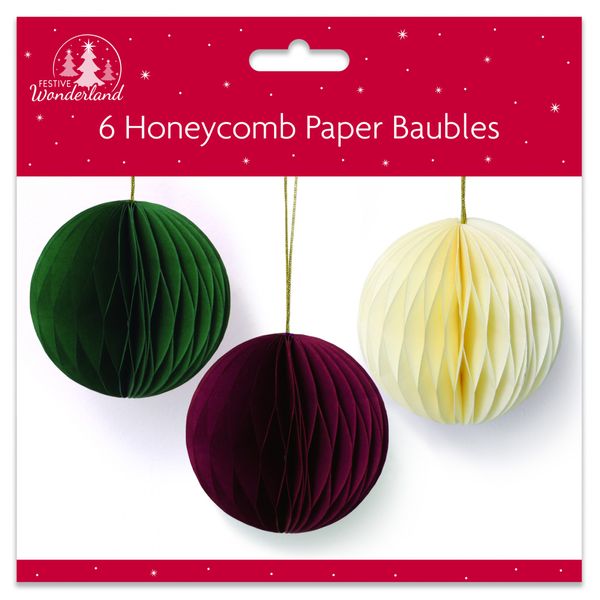 Pack of 6 Round Paper Baubles