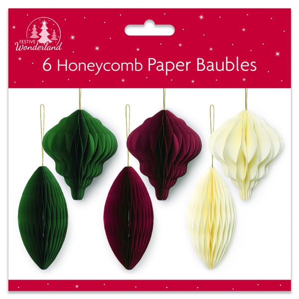 Pack of 6 Mixed Paper Baubles