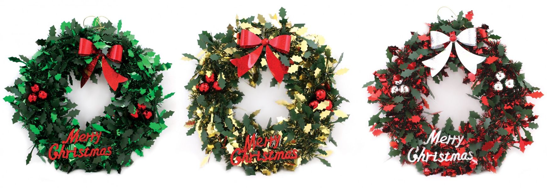 Baubles & Bow Christmas Tinsel Wreath