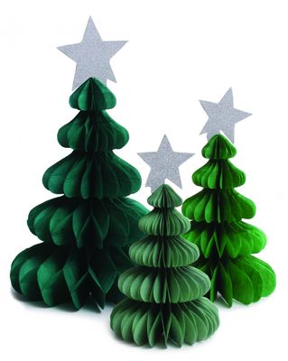 Pack of 3 Paper Christmas Tree Decorations