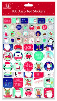 100 Assorted Christmas Stickers