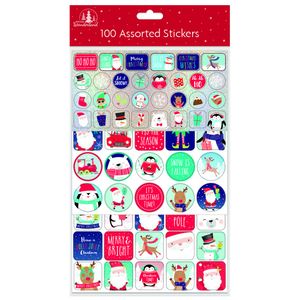 100 Assorted Christmas Stickers