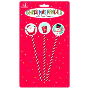 Pack of 3 Christmas Pencils with Toppers