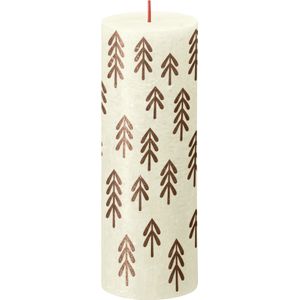 Bolsius Rustic Festive Silhouette Pillar Candle -190x68mm - Soft Pearl with Tree