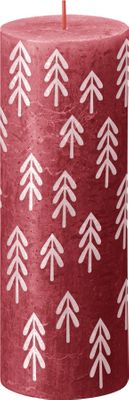 Bolsius Rustic Festive Silhouette Pillar Candle -190x68mm - Delicate Red with Tr