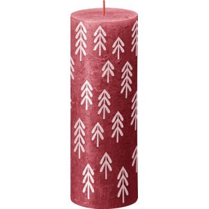 Bolsius Rustic Festive Silhouette Pillar Candle -190x68mm - Delicate Red with Tr