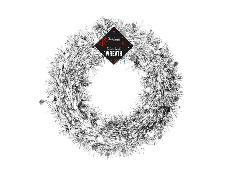 Silver Tinsel Wreath