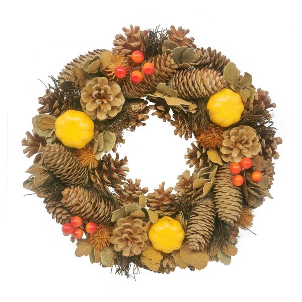 Cone & Pumpkin Harvest Home Wreath - 30cm