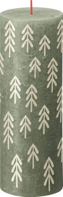 Bolsius Rustic Festive Silhouette Pillar Candle - 190x68mm - Fresh Olive with Tr