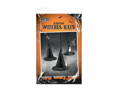 Pack of 3 Hanging Witch Hat Decorations (20cm)