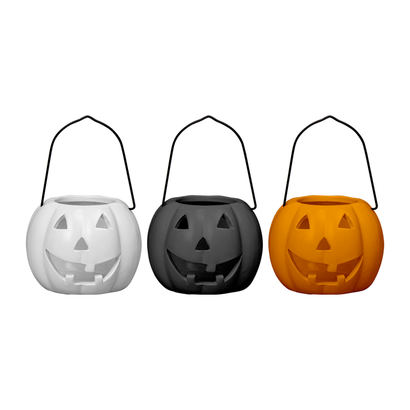 Halloween Pumpkin Tealight Holder with Handle (10cm)