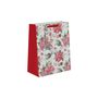 Christmas Poinsettia & Berries Print Gift Bag  L - 33 x 26.5cm