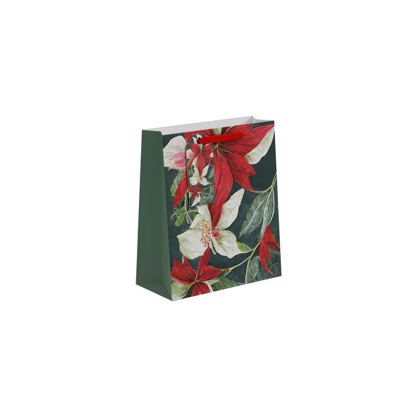 Red & White Pointsettia Gift Bag M - 25 x 21.5cm 