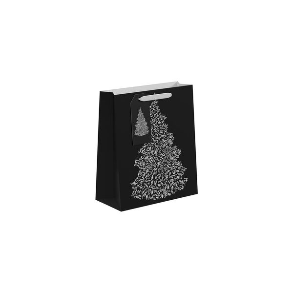 Black / White Christmas Tree Gift Bag M - 25 x 21.5cm