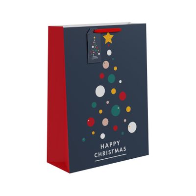 Happy Christmas Bauble Tree Gift Bag XL - 45.5 x 33cm