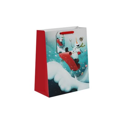 Sledging Snowman Christmas Gift Bag L - 33 x 26.5cm