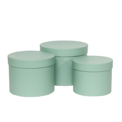 Soft Green Hat Box (Set of 3) (Largest - D19 x H14.4cm)