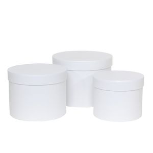 Pearl White Hat Box (Set of 3) (Largest - D19 x H14.4cm)