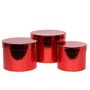 Metallic Red Hat Box (Set of 3) (Largest - D19 x H14.4cm)