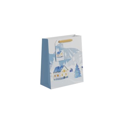 Snowy House Scene Gift Bag M - 25 x 21.5cm