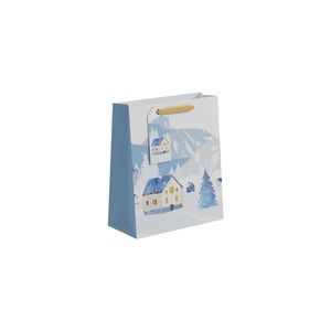 Snowy House Scene Gift Bag M - 25 x 21.5cm