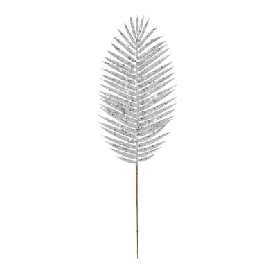Glitter palm leaf 70cm silver stem