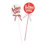 I Love You Wooden Disc Pick Red / White Mix 50cm pk 10 